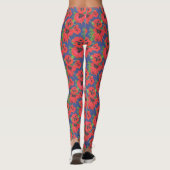 Scarlet en Black Oriental Poppies Pattern op Blue Leggings (Achterkant)