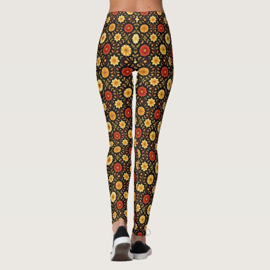 Scarlet en Cream Bloemen Leggings (Achterkant)