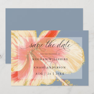 Scarlet en gele tropische Waterverf Sav Save The Date