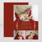 Scarlet en Gold Holiday-fotokaart Feestdagenkaart (Voorkant / Achterkant)