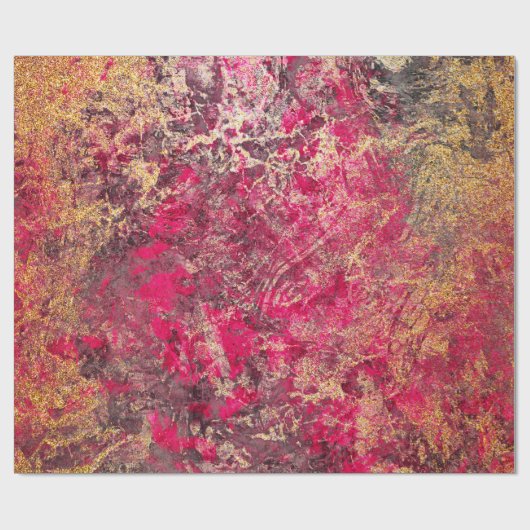 Scarlet en Gold Marble Cadeaupapier (Vlak)