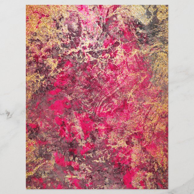 Scarlet en Gold Marble Scrapbook Paper (Voorkant)