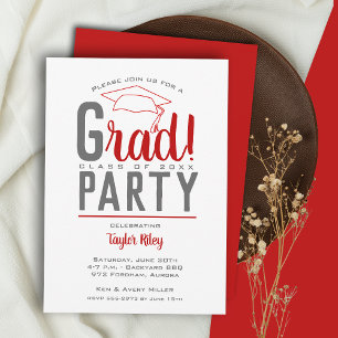 Scarlet en Gray Graduation Party Kaart