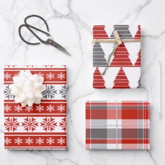 Scarlet en grijs ompakken, papier 3-pack inpakpapier vel
