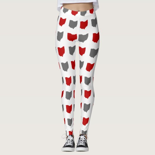 Scarlet en grijze staat van het Ohio-patroon Leggings (Voorkant)