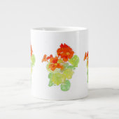 Scarlet en Oranje aquarel Nasturtiums Grote Koffiekop (Voorkant)