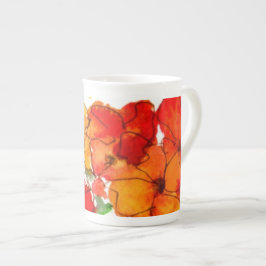 Scarlet en Oranje Wallbloemen Bot China Mok