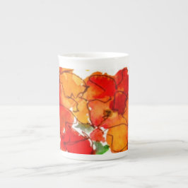 Scarlet en Oranje Wallbloemen Bot China Mok