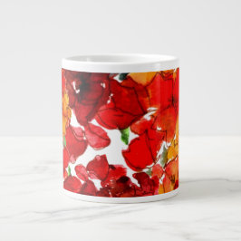 Scarlet en Oranje Waterverf Wallbloemen op White Grote Koffiekop