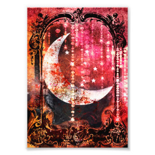 Scarlet en Sepia Mystical Moon Crystals Foto Afdruk