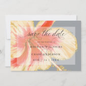 Scarlet en Yellow Tropical Flower Waterverf Save The Date (Voorkant)