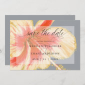Scarlet en Yellow Tropical Flower Waterverf Save The Date (Voorkant / Achterkant)