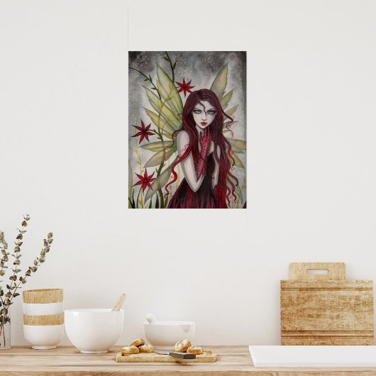 Scarlet Fairy Fantasy Art van Molly Harrison Poster (Keuken)