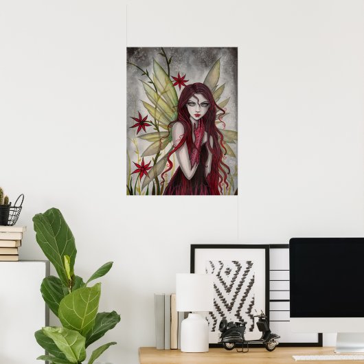 Scarlet Fairy Fantasy Art van Molly Harrison Poster (Thuiskantoor)