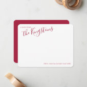 Scarlet Familienaam Script Note Card Notitiekaartje (Voorkant / Achterkant in situ)