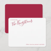 Scarlet Familienaam Script Note Card Notitiekaartje (Voorkant / Achterkant)