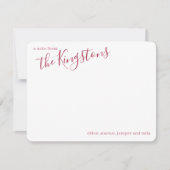 Scarlet Familienaam Script Note Card Notitiekaartje (Voorkant)