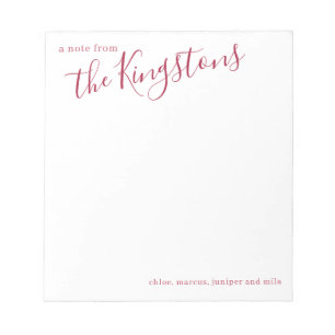 Scarlet Familienaam Script Notitieblok