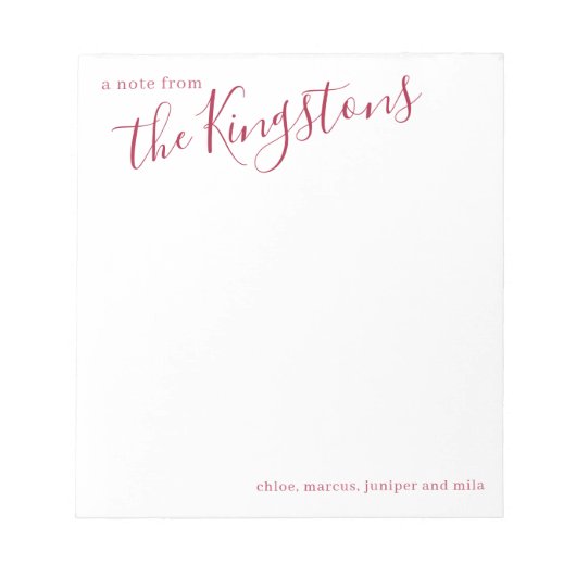 Scarlet Familienaam Script Notitieblok (Voorkant)