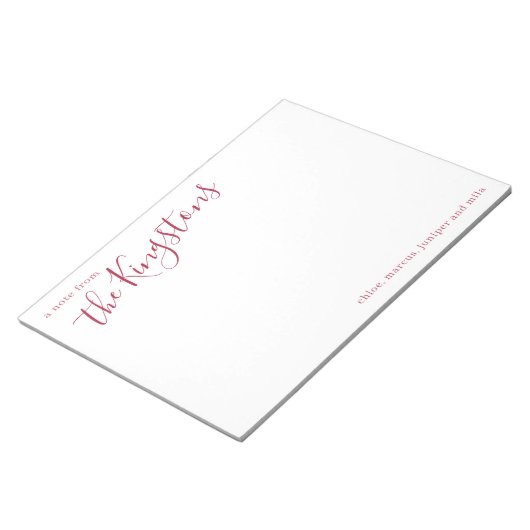 Scarlet Familienaam Script Notitieblok (Schuin)
