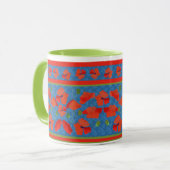 Scarlet Field Poppies Border Ringer Coffee Mok (Voorkant links)