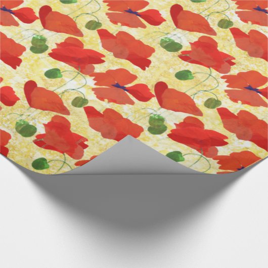 Scarlet Field Poppies op Golden Corn Achtergrond Cadeaupapier (Hoek)