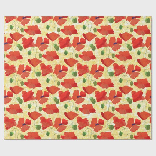 Scarlet Field Poppies op Golden Corn Achtergrond Cadeaupapier (Vlak)