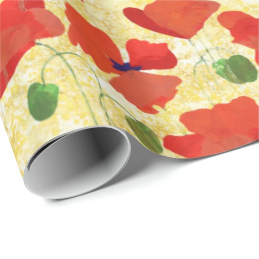 Scarlet Field Poppies op Golden Corn Achtergrond Cadeaupapier (Rol Hoek)