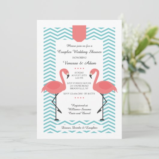 Scarlet Flamingos Invitation Kaart (Staand voorkant)