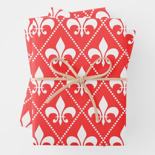 Scarlet Fleur de Lis Inpakpapier Vel (In situ)