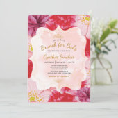 Scarlet Floral Invitation Kaart (Staand voorkant)