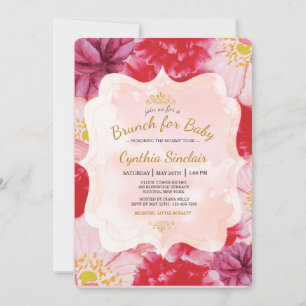 Scarlet Floral Invitation Kaart