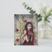 Scarlet Flower Fantasy Art van Molly Harrison Briefkaart (Staand voorkant)