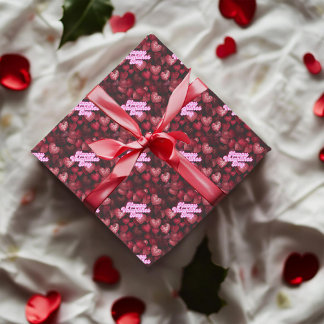 Scarlet Glitter Hearts Cadeaupapier