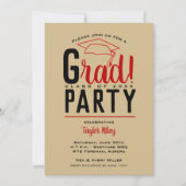 Scarlet Gold Black Graduation Party-uitnodigingen (Voorkant)