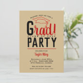 Scarlet Gold Black Graduation Party-uitnodigingen (Staand voorkant)