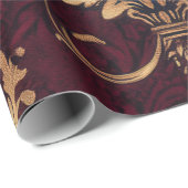 Scarlet & Goud Barok Bloemen Cadeaupapier (Rol Hoek)