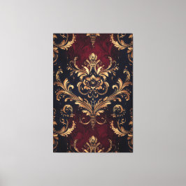 Scarlet & Goud Barok Bloemen Canvas Afdruk