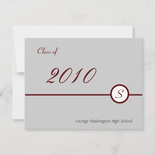 Scarlet & Gray Monogram Fotouitnodiging Kaart (Voorkant)