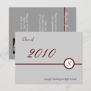 Scarlet & Gray Monogram Fotouitnodiging Kaart