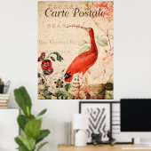  Scarlet Ibis Bird Frans Floral Poster (Thuiskantoor)