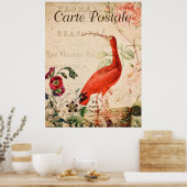  Scarlet Ibis Bird Frans Floral Poster (Keuken)