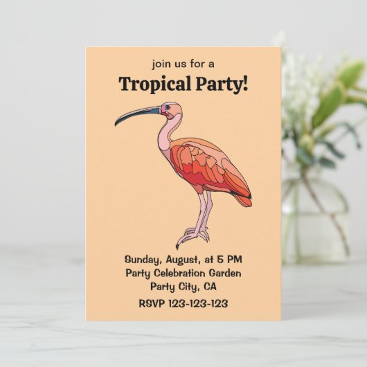 Scarlet Ibis Bird Tropical Party Kaart (Staand voorkant)