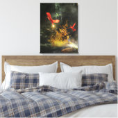 Scarlet Ibis Birds "STEALING THE LIGHT" Canvas Afdruk (Insitu (Slaapkamer))