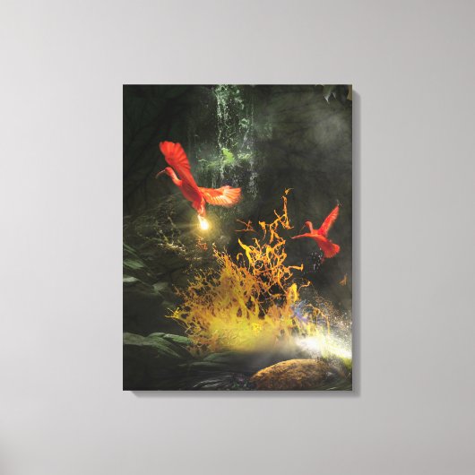Scarlet Ibis Birds "STEALING THE LIGHT" Canvas Afdruk (Voorkant)