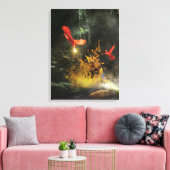 Scarlet Ibis Birds "STEALING THE LIGHT" Canvas Afdruk (Insitu (Woonkamer))