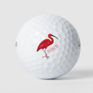 Scarlet ibis cartoon illustratie golfballen