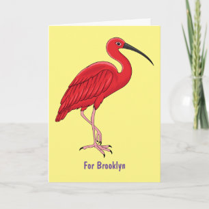 Scarlet ibis cartoon illustratie kaart