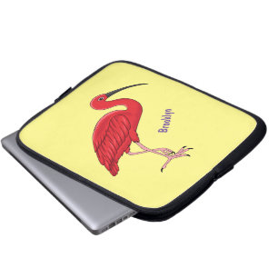 Scarlet ibis cartoon illustratie laptop sleeve