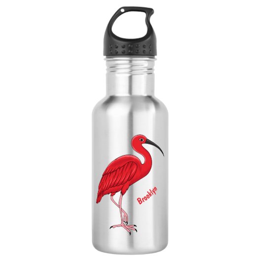 Scarlet ibis cartoon illustratie waterfles (Voorkant)
